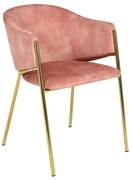 Set de 2 scaune aspect retro, Metal Auriu, Catifea Rose, NOBLESSE A-47583 VC