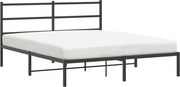 vidaXL Cadru de pat metalic cu tăblie, negru, 160x200 cm