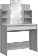 vidaXL Masă de toaletă cu LED-uri, gri sonoma, 96x40x142 cm