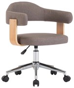 vidaXL Scaun de birou pivotant, gri taupe, lemn curbat și textil