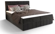 Pat matrimonial Boxspring 140 cm Barack (negru) ( cu saltea și sp. depozitare). 1046378