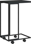 vidaXL Măsuță laterală cu roți, negru, 40x30x63,5 cm, lemn prelucrat