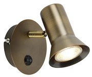 Spot inteligent de perete bronz rotativ și înclinabil cu întrerupător, inclusiv Wifi GU10 50mm - Karin 1