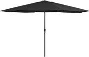 vidaXL Umbrelă de soare de grădină, stâlp metalic, negru, 390 cm