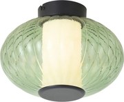 Plafonieră de design neagră 28 cm cu sticlă verde cu LED integrat reglabilă în 3 trepte - Margherite