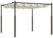 Outsunny Pergolă Pavilion cu Acoperiș Retractabil Rezistent la Apă, Culoare, 298x298x230 cm, Alb Crem | Aosom Romania