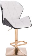 HR212KW Scaun Alb-Neagră Catifea cu Bază Aurie