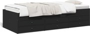 vidaXL Pat de zi cu sertare fără saltea, negru, 100x200 cm