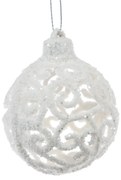 Ornament de Crăciun Carlita Ball alb, 7 cm,plastic