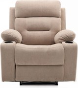 Fotoliu Masaj, Incalzire, Rabatabil, Sezut cu Arcuri Metalice, Suport Picioare extensibil, Chenille, Bej