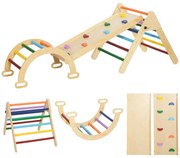 AIYAPLAY Set de Cățărat pentru Copii 5 în 1 cu Triunghi, Arcadă și Rampă, Perfect pentru Copii, 178x64,5x63 cm, Multicolor | Aosom Romania