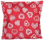 Față de pernă de Crăciun Inimă roșie, 40 x 40cm