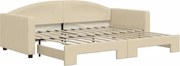 vidaXL Pat de zi cu extensie, crem, 90x200 cm, textil