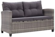 vidaXL Canapea de grădină cu 2 locuri cu perne, gri, 124 cm, poliratan