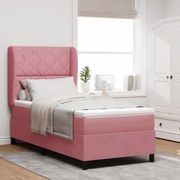 vidaXL Pat cu arcuri cu saltea cu headboard Roz 90 x 190 cm Catifea