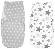 Set 2 sisteme de infasat duble cu interior din flanel 0-3 luni Kidizi All Grey Stars