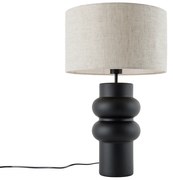Lampă de masă de design cu abajur din stofă neagră gri deschis 35 cm - Alisia