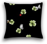 Husa decorativa pentru perna FOUR LEAF CLOVER 40x50 cm, negru