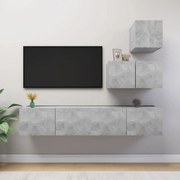 vidaXL Set de dulapuri TV, 4 piese, gri beton, lemn prelucrat