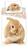 Lenjerie de pat pentru copii albă-maro din bumbac pentru pat de o persoană 140x200 cm Bunny – Jerry Fabrics