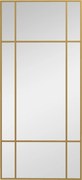 HOMCOM Oglindă de Perete Dreptunghiulară, Oglindă Tip Fereastră cu Cadru Metalic, Oglindă Decorativă Suspendată, 110x2x50 cm, Auriu | Aosom Romania
