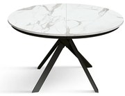 Masa rotunda extensibila Lila, blat Alb Marmorat Ø 120 cm