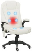Vinsetto Scaun de birou ergonomic cu funcție de masaj, 68 x 72 x 110–120 cm, Crem | Aosom Romania