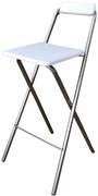Scaun pliabil pentru living, bucatarie si bar HouseXL™ White Folding High Chair, Inaltime 98 cm, Dimensiuni sezut 48X48 cm, Design ergonomic,