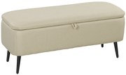 HOMCOM Bancă de Depozitare cu Capac Rabatabil și Picioare din Oțel pentru Dormitor Sufragerie Intrare 101x38,5x44,5 cm Bej | Aosom Romania