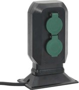 vidaXL Priză de exterior cu țăruș și 4 căi, negru/verde, 15,5x11x24 cm