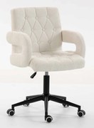 HR8404KW Scaun Crem Boucle cu Bază Aurie
