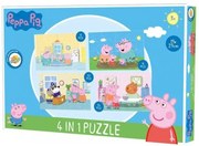 Puzzle pentru copii 4 in 1 PEPPA PIG family day, 19x29 cm