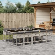 vidaXL Set mobilier de grădină cu perne 11 piese gri deschis poliratan