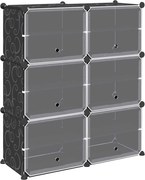 vidaXL Organizator cub de depozitare cu 6 cuburi și uși PP negru