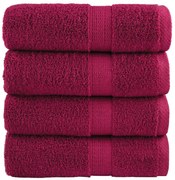 vidaXL Prosoape de baie premium SOLUND, 4 buc., bordeaux, 30x30 cm, 600 g/m²
