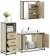 vidaXL Set mobilier de baie, 3 piese, stejar sonoma, lemn prelucrat