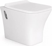 OSLO || Vas toaletă suspendat, cu spălare adâncă, cu capac WC slim, ceramică, alb