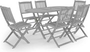 vidaXL Set mobilier de grădină, 7 piese, gri, lemn masiv de acacia