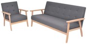 vidaXL Set canapea 2 piese, textil, gri închis