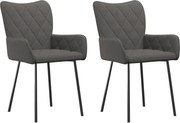 vidaXL Scaune de bucătărie, 2 buc., gri închis, material textil