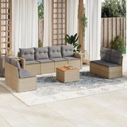 vidaXL Set canapele de grădină, 9 piese, cu perne, bej, poliratan