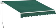 Copertină Retractabilă Manuală Outsunny pentru Verandă, 3x2 m, Verde | Aosom Romania