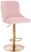HR940W Scaun Roz Pudra din Catifea cu Bază Aurie