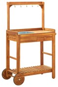 vidaXL Cărucior bucătărie grădină, 92x43,5x141,5 cm, lemn de acacia