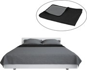 vidaXL Cuvertură matlasată cu două fețe, 230x260 cm, gri și negru