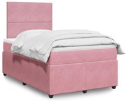 vidaXL Pat box spring cu saltea, negru, 120x190 cm, catifea