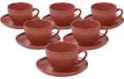 Set 6 cești cu farfurioare din ceramică Linea 210 ml, portocaliu