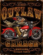 Placă metalică Outlaw Garage Bikes