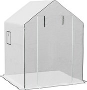 Outsunny Acoperiș de Înlocuire pentru Seră Walk-in din PE cu Ușă Rulabilă și Ferestre, 140 x 143 x 190cm, Alb | Aosom Romania