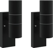 vidaXL Lumină de perete pentru exterior 2 pcs Negru 7 x 10 x 22 cm